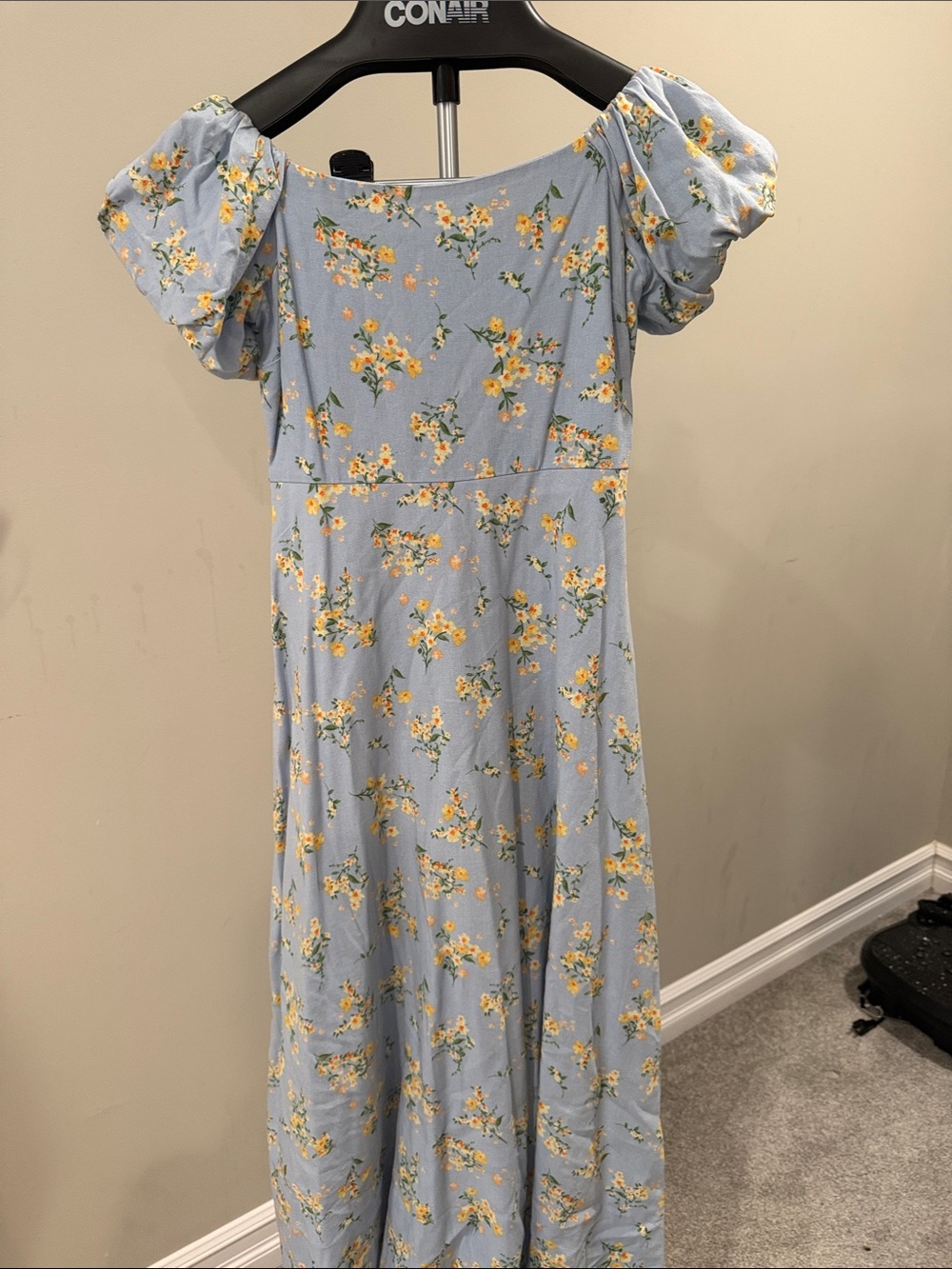 Altar'd State Light Blue Floral Puff-Sleeve Maxi Dress